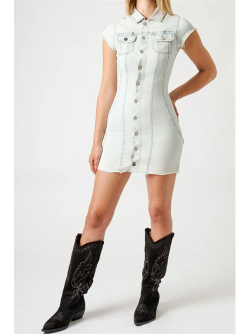 Abito Denim Slim Fit con Bottoni  Mini Dress, Stile Casual Chic Met Met | M12 T19L951V. UNICA